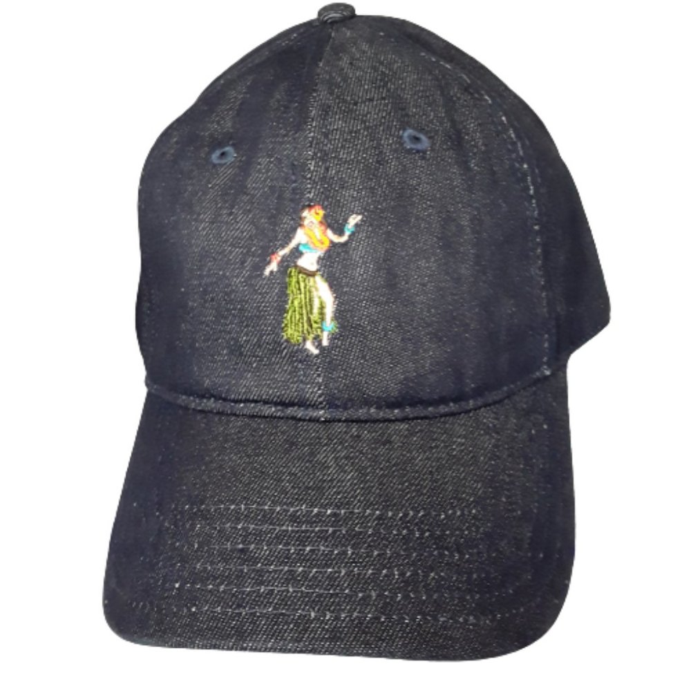 Goodfellow Denim Jean Hawaiian Design Hat Cap Baseball Cap Adjustable NWT